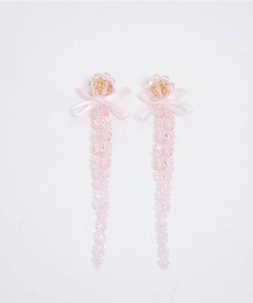 Simone Rocha PETITE BOW DETAIL DRIP EARRINGS PALE PINK F
