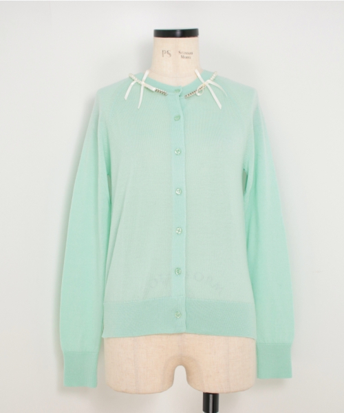 Simone Rocha CLASSIC LONG SLEEVE CARDIGAN W/ EMB MINT/PEARL S Simone Rocha CLASSIC LONG SLEEVE CARDIGAN W/ EMB MINT/PEARL S