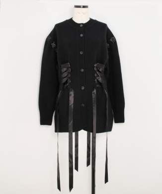 SCULPTED RIBBON CORSET DETAIL CARDIGAN
