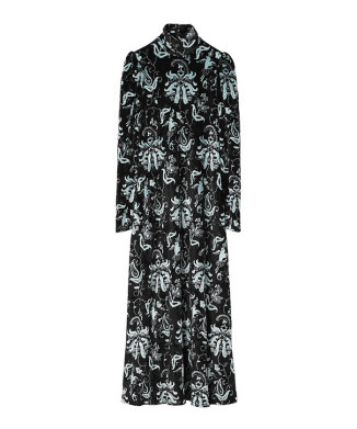 Velour Jersey High Neck Dress