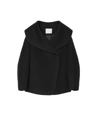 Wool Arupaka Shawl Collar Short Cort(Mohair Blend）