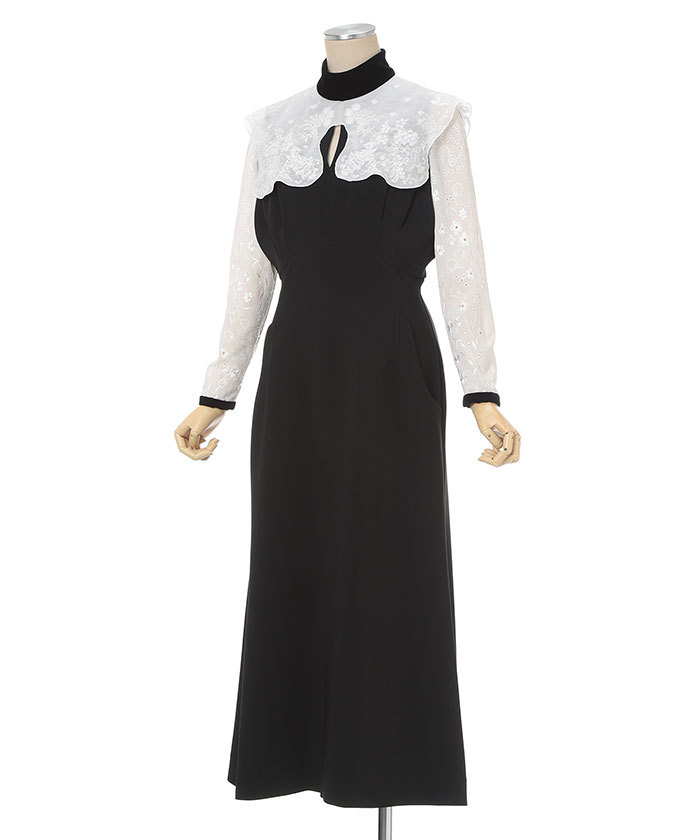 Triacetate Georgette Embroidery Collar Dress(F257S200)｜阪急百貨店
