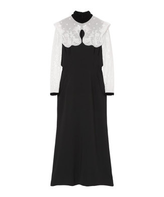 Triacetate Georgette Embroidery Collar Dress