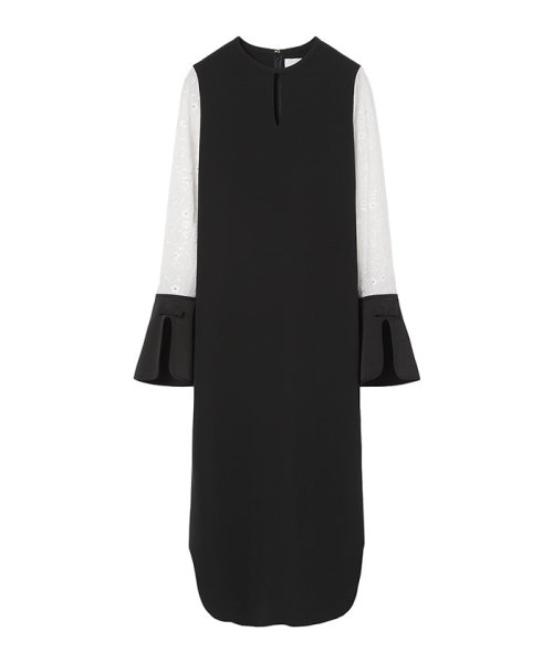 MameKurogouchi Triacetate Georgette Floral Embroidery Sleeve Classic Dress BLACK 2 MameKurogouchi Triacetate Georgette Floral Embroidery Sleeve Classic Dress BLACK 2