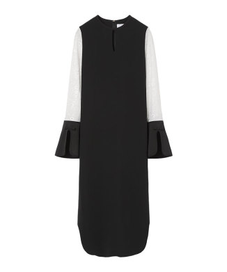 Triacetate Georgette Floral Embroidery Sleeve Classic Dress