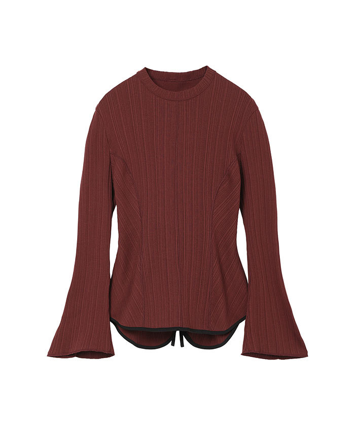 Random Ribbed Organic Cotton Long Sleeve Top(F257S208)｜阪急