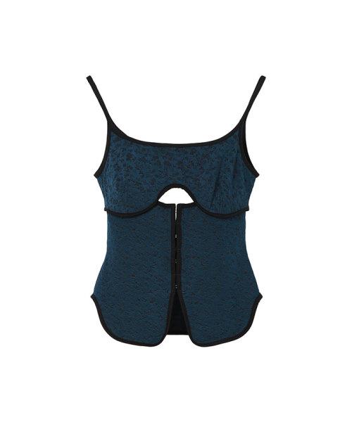 MameKurogouchi Floral Jacquard Fraise Stitch Camisole Top NAVY 1 MameKurogouchi Floral Jacquard Fraise Stitch Camisole Top NAVY 1