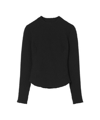 Shirring Jersey Jacquard Long Sleeve Top