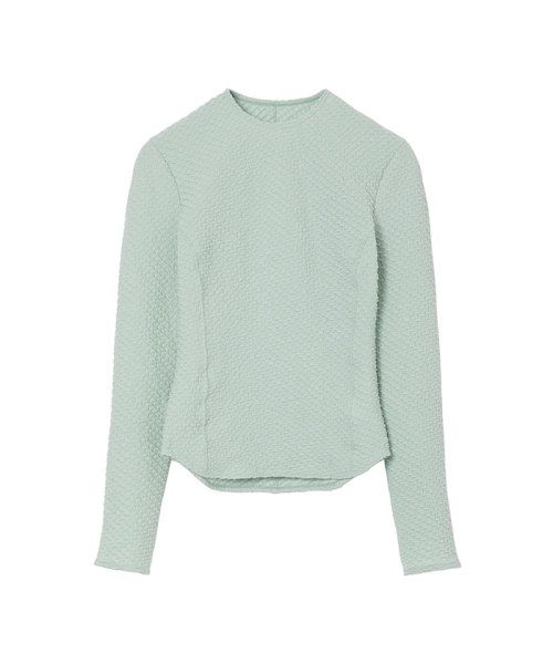 MameKurogouchi Shirring Jersey Jacquard Long Sleeve Top LIGHT BLUE 1 MameKurogouchi Shirring Jersey Jacquard Long Sleeve Top LIGHT BLUE 1