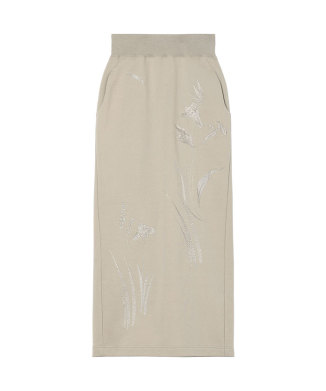 Floral Motif Embroidered Sweater Skirt