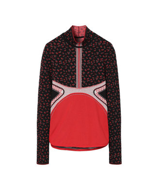 Floral Jacquard High Neck Knitted Top