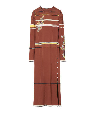 Floral Motif Intarsia Knitted Dress