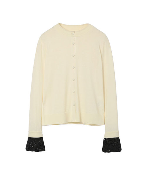 MameKurogouchi Detachable Embroidery Cuff Knitted Cardigan ECRU 1 MameKurogouchi Detachable Embroidery Cuff Knitted Cardigan ECRU 1