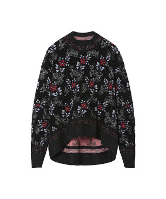 Floral Motif Chenille Knited Top