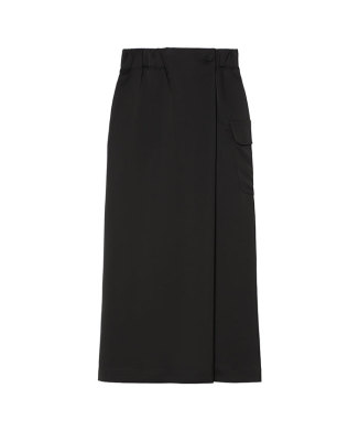 Triacetate Satin Military Style Skirt(Polyester Blend)