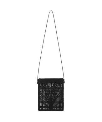 Cording Embroidery Pouch With Leather Strap