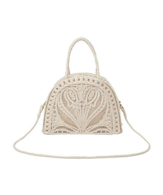 Cording Embroidery Demi Lune Handbag