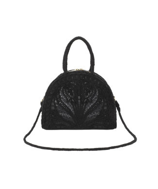 Cording Embroidery Demi Lune Handbag