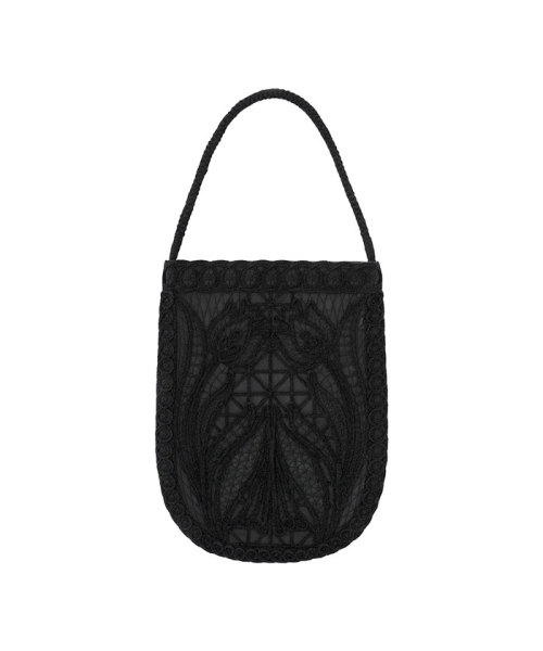MameKurogouchi Cording Embroidery Round Tote Bag BLACK F