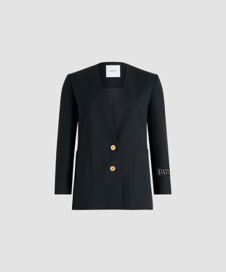 NO COLLAR DOUBLE BREASTED JACKET