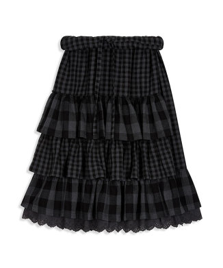 ROLLED WAIST TIERED SKIRT