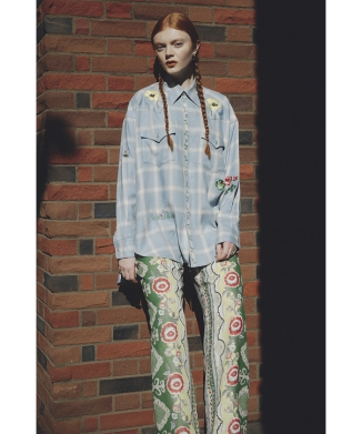 Embroidery Ombre Check シャツ