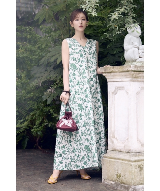 【MINAMI TANAKA】Collaboration Back Ribbon ワンピース(陶器小花)