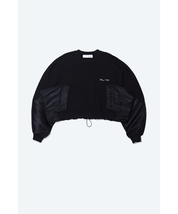 TOGA ファー袖黒トレーナー ワンフォークロージング 1111clothing ドーナツモチーフ 裏起毛