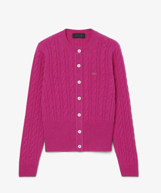 カシミヤケーブル編みカーディガン