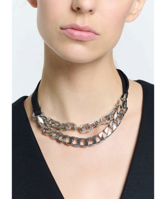 ダブルチェーンネックレス グログランリボン