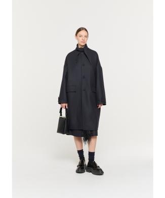 ダブルウールブレンド スカーフ付きコート