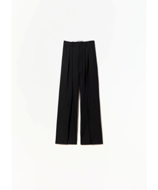 ウールギャバジン タックパンツ