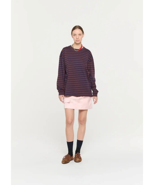 PlanC ジャージ ストライプオーバーサイズ ロングスリーブTシャツ BROWN / BLUE STRIPE M PlanC ジャージ ストライプオーバーサイズ ロングスリーブTシャツ BROWN / BLUE STRIPE M