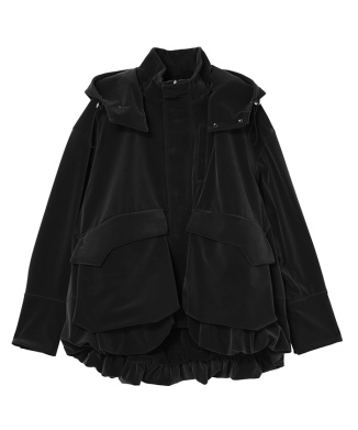 VELVET HEM GATHER HOOD CT【セットアップ着用可能】