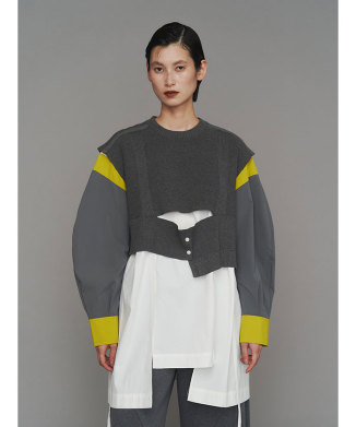 KNIT VEST DOCKING SHIRT