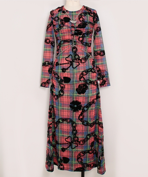 CHOPOVALOWENA Sonicscape Mesh Dress TARTAN MULTI XS