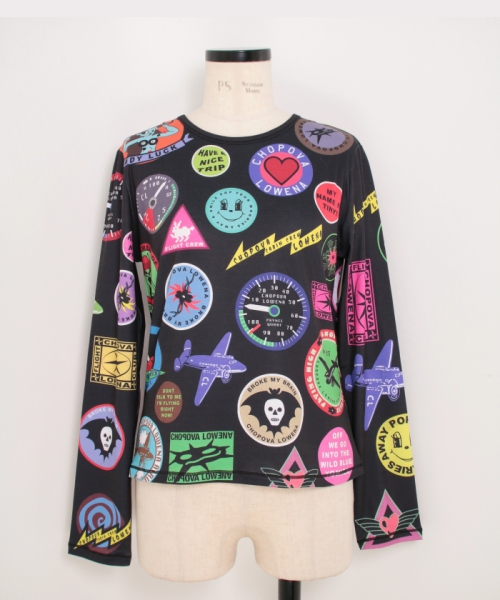 CHOPOVALOWENA Patch Print Fitted Jersey Top MULTI M