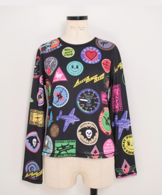 Patch Print Fitted Jersey Top