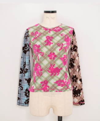 Pixel Bunny Mesh Flocked LS Top