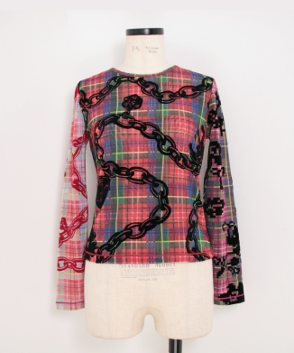 Lady Chain Flocked Mesh LS Top