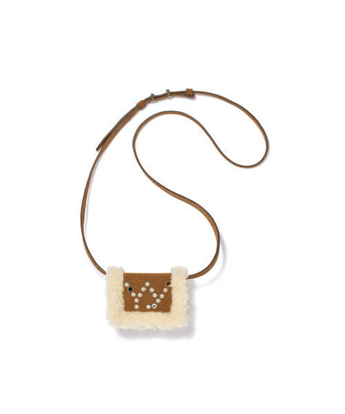 TheOpenProduct MICRO SHEARLING STUD WALLET BAG BROWN F
