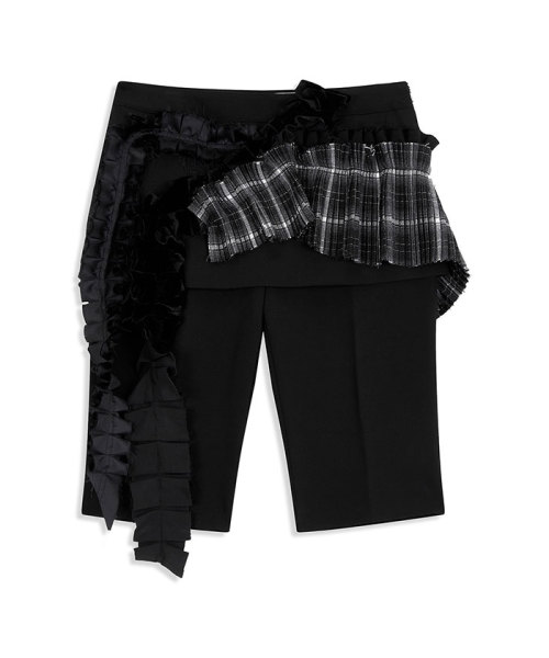 TheOpenProduct PLEATS LAYERED BERMUDA SHORTS BLACK M TheOpenProduct PLEATS LAYERED BERMUDA SHORTS BLACK M