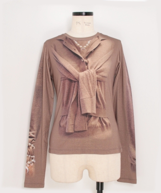 TROMPE-L'OEIL KNIT JERSEY LS T-SHIRT