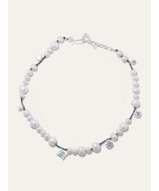 Pearl and Zirconia Recycled Silver Necklace