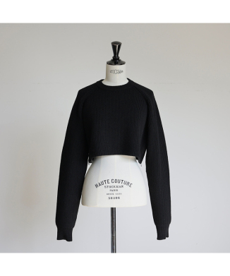 Cropped Crew Neck Knit