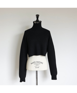 Cropped High Neck Knit