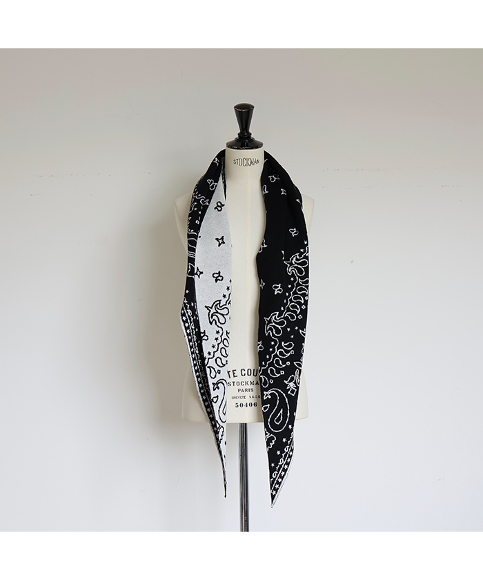 ジプソフィアgypsohila Knit Stoleペイズリー　白黒　ストール gypsohila ジプソフィア ストール ショール BLACK - メルカリ