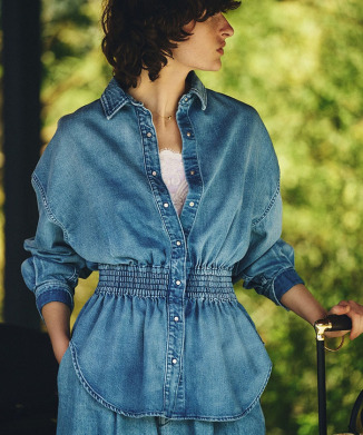 ウエストシャーリングデニムシャツ