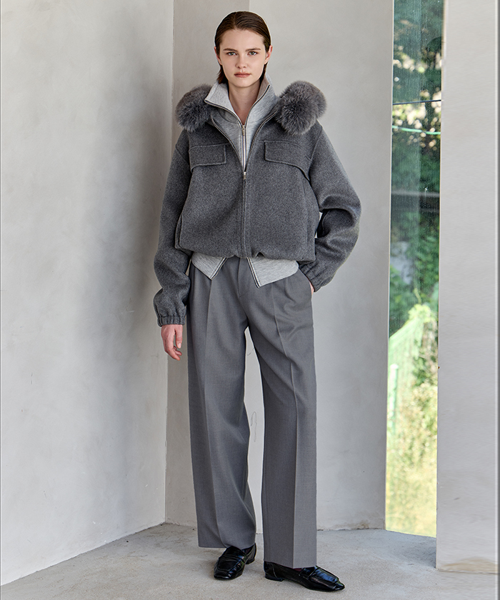 ysk♡】YONFA ヨンファ ウールカシミヤフードコートgray YONFA