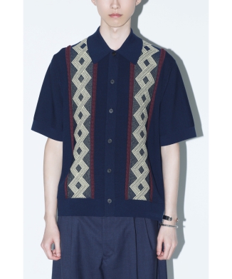【TOGA VIRILIS】Stripe knit polo shirt